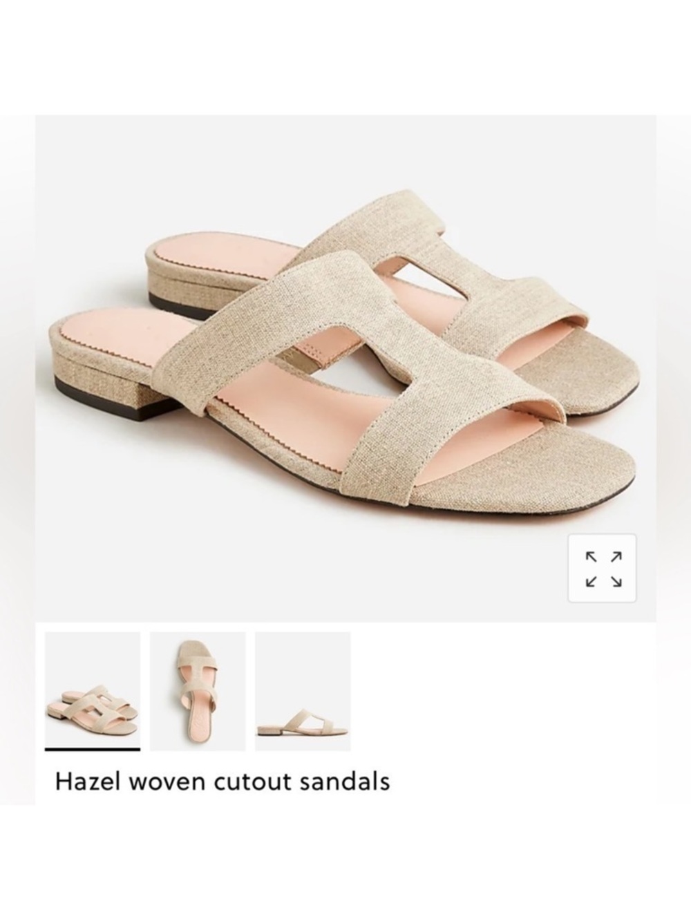 J. Crew Hazel Linen Cutout Slide Sandals Harvest Flax Size 6